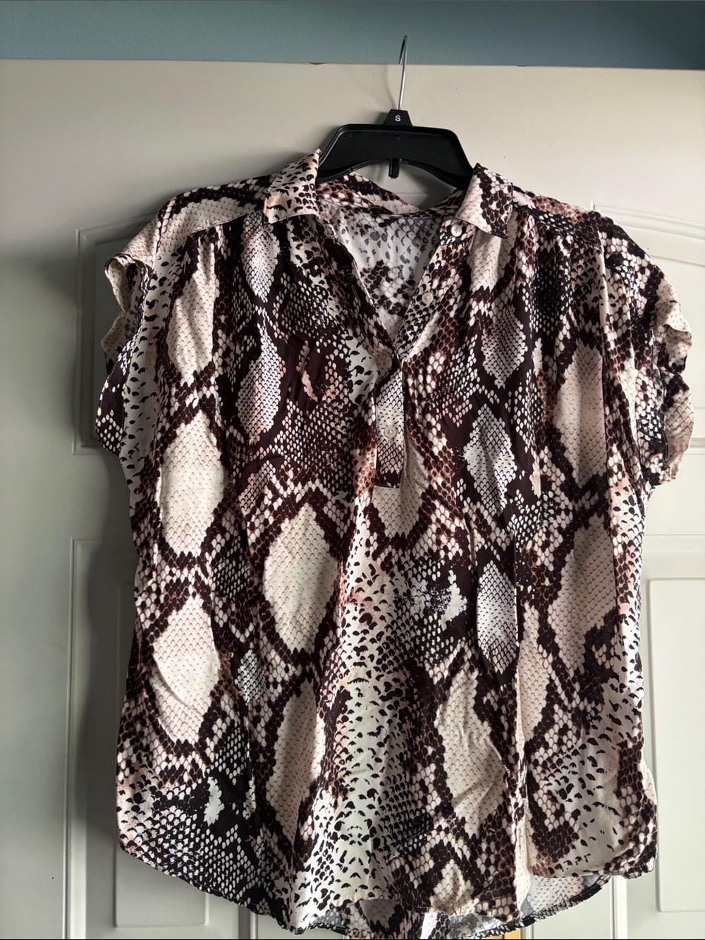 Express Brown and Cream Snake Print Blouse size large